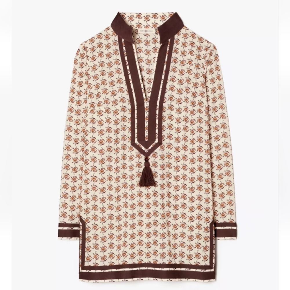 Tory burch Tory Tunic printed beach coverup curly ditsy logo